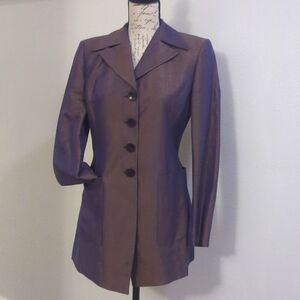 ELWMENTS • ESCADA Linen Blend Long Blazer ~ EUC
